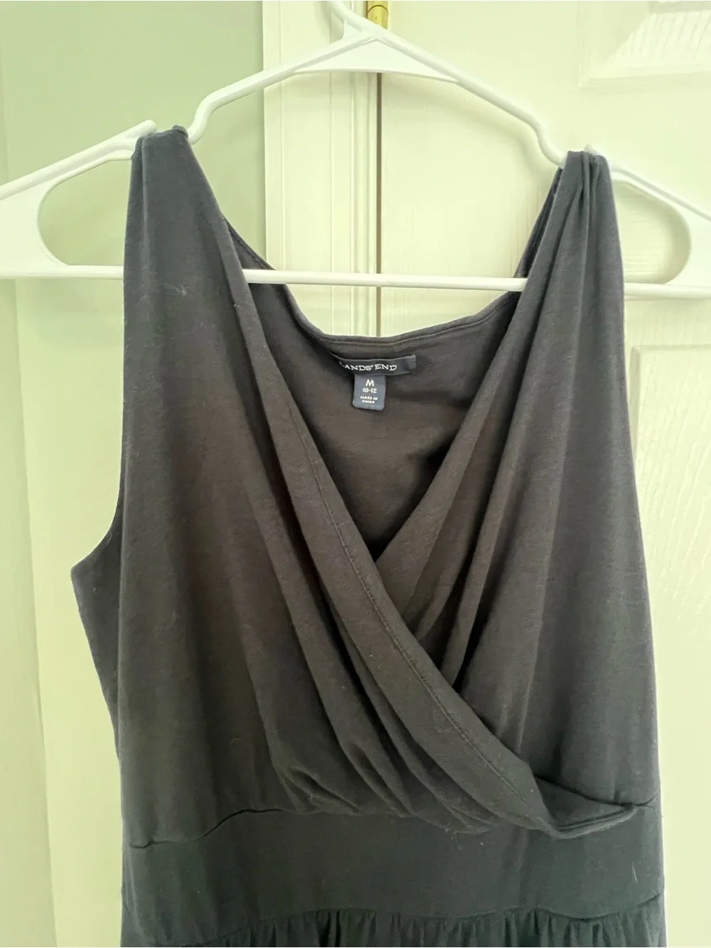 Lands' End Black Sleeveless Wrap-Front Maxi Dress